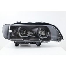 BMW X5 E53 98-02 Black Projector Headlamp w Crystal Bar
